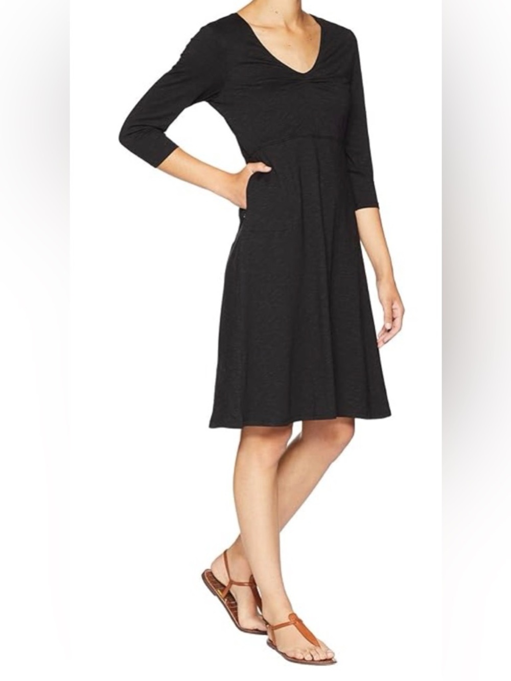 Horny Toad Black Midi A-Line Dress with Pockets